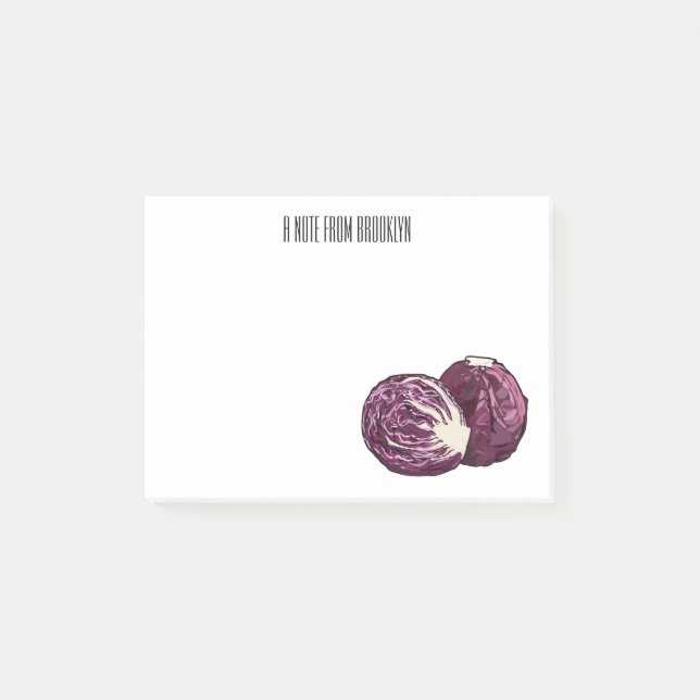 Notas Post-it® Ilustracion personalizado de col roja (Anverso)