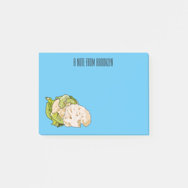 Notas Post-it® Ilustracion personalizado de coliflor (Anverso)