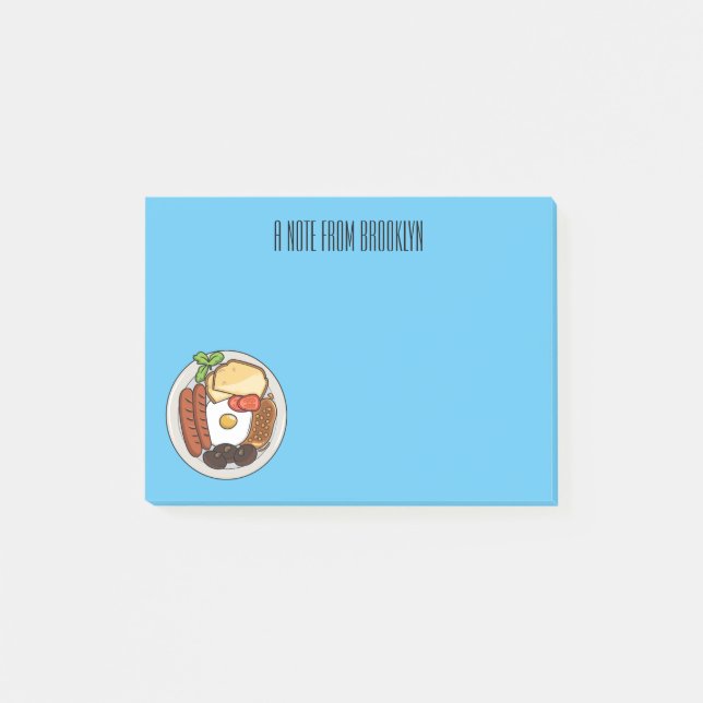 Notas Post-it® Ilustracion personalizado de desayuno inglés (Anverso)