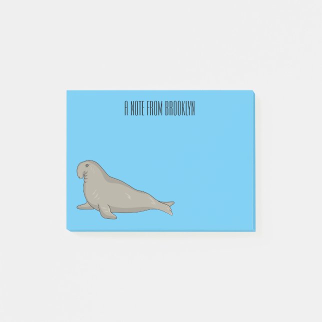 Notas Post-it® Ilustracion personalizado de focas elefantes (Anverso)