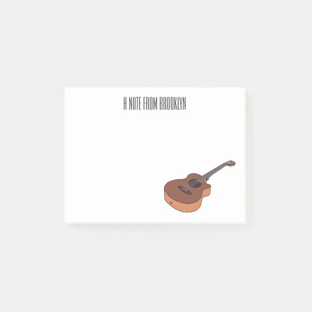 Notas Post-it® Ilustracion personalizado de guitarra acústica (Anverso)
