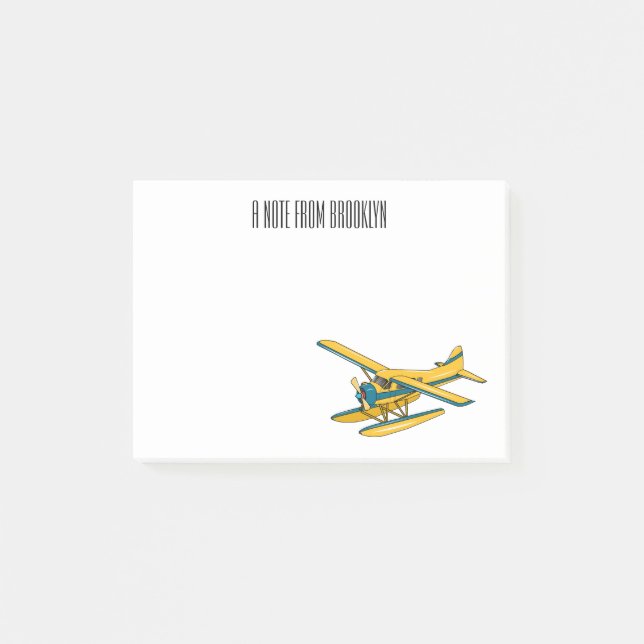 Notas Post-it® Ilustracion personalizado de hidroavión (Anverso)