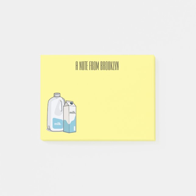Notas Post-it® Ilustracion personalizado de leche (Anverso)