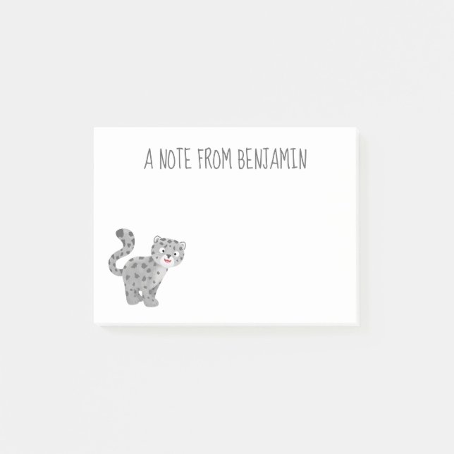 Notas Post-it® Ilustracion personalizado de leopardo de las nieve (Anverso)