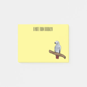 Notas Post-it® Ilustracion personalizado de loro gris africano