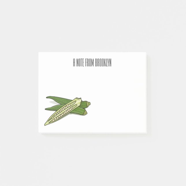 Notas Post-it® Ilustracion personalizado de Okra (Anverso)