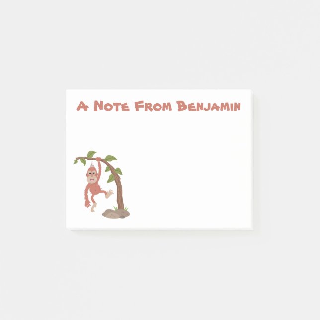 Notas Post-it® Ilustracion personalizado de orangután bebé feliz (Anverso)