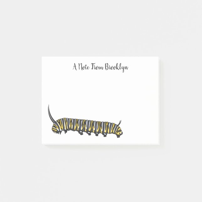 Notas Post-it® Ilustracion personalizado de oruga monarca (Anverso)