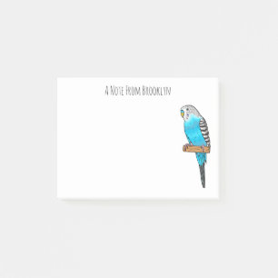 Notas Post-it® Ilustracion personalizado de pájaro budgerigar azu