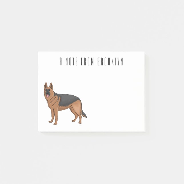 Notas Post-it® Ilustracion personalizado de perro pastor alemán (Anverso)