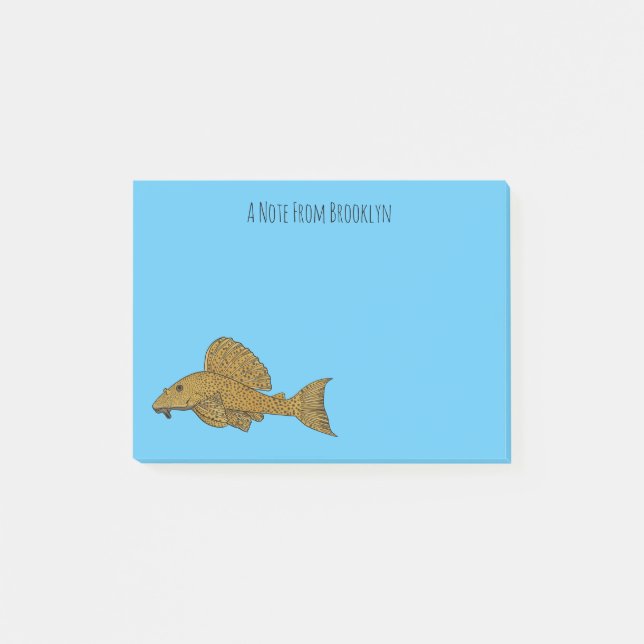 Notas Post-it® Ilustracion personalizado de pescado Pleco (Anverso)