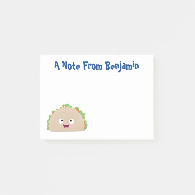 Notas Post-it® Ilustracion personalizado de taco alegre sonriente (Anverso)