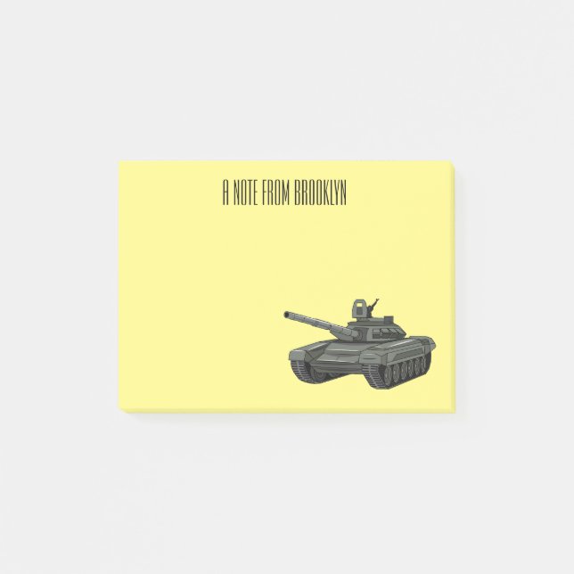 Notas Post-it® Ilustracion personalizado de tanques (Anverso)