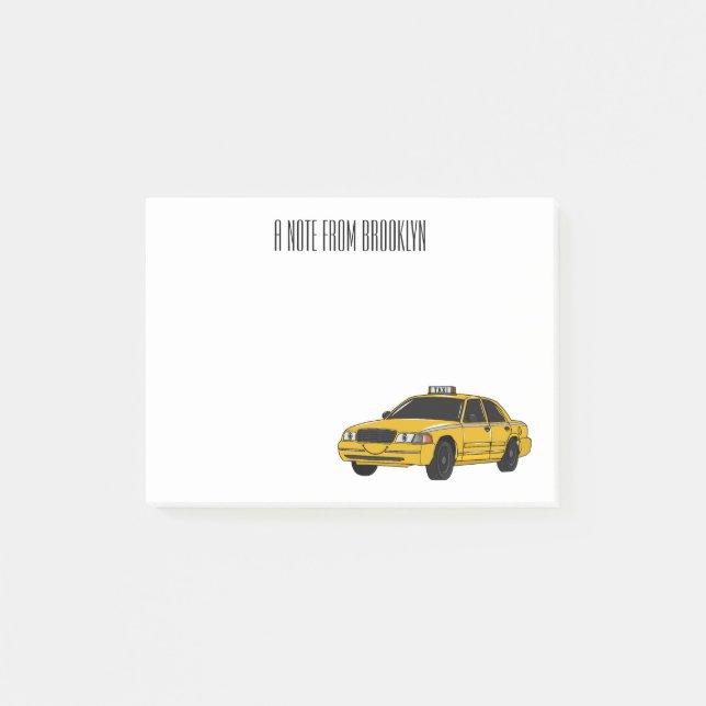 Notas Post-it® Ilustracion personalizado de taxi (Anverso)