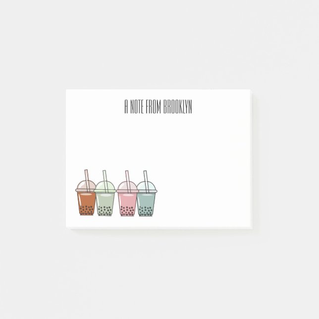 Notas Post-it® Ilustracion personalizado de té de burbujas (Anverso)