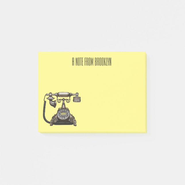 Notas Post-it® Ilustracion personalizado de teléfono (Anverso)