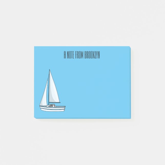Notas Post-it® Ilustracion personalizado de velero (Anverso)