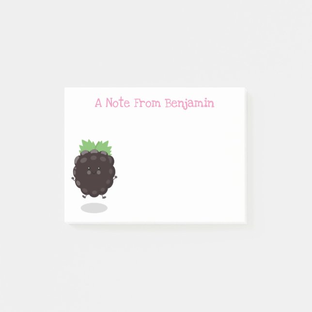 Notas Post-it® Ilustracion personalizado de zarzamora feliz (Anverso)