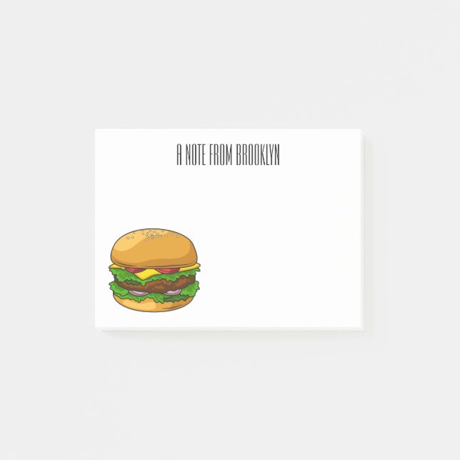 Notas Post-it® Ilustracion personalizado Hamburger (Anverso)