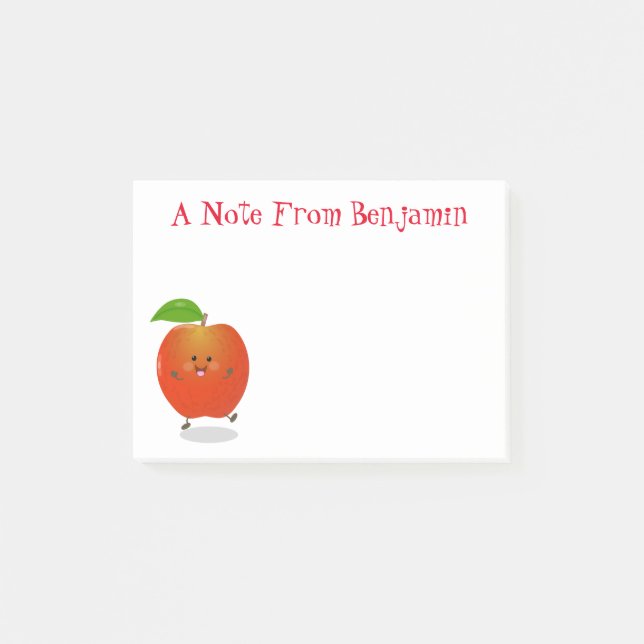 Notas Post-it® Ilustracion personalizado kawaii de manzana cantan (Anverso)