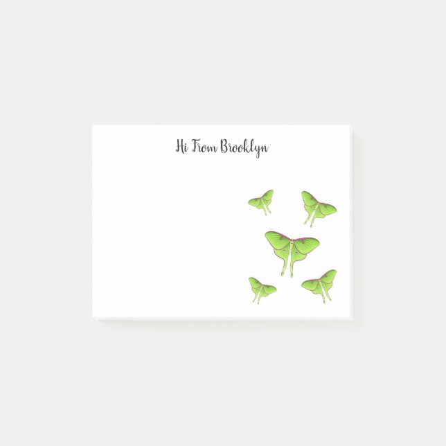 Notas Post-it® Ilustracion personalizado Luna Moth (Anverso)
