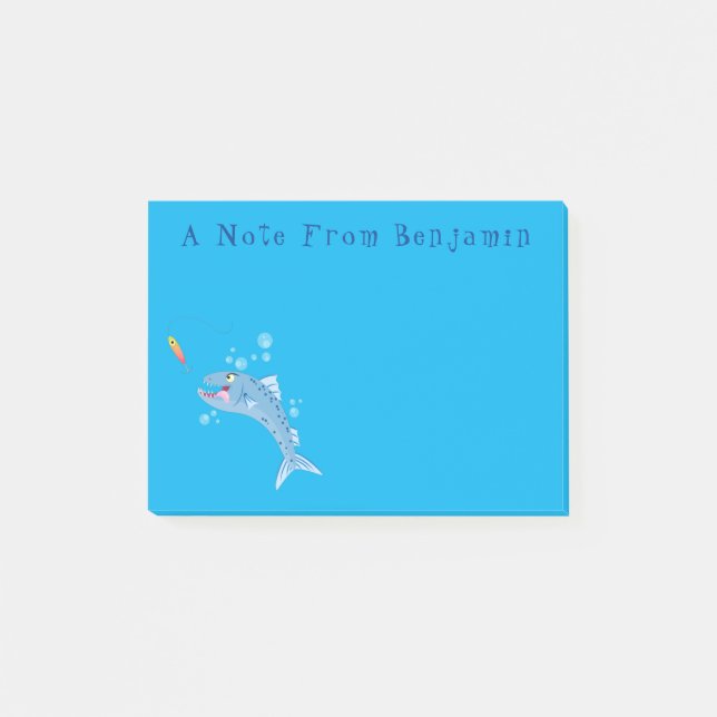 Notas Post-it® Ilustracion personalizado pescador hambriento de b (Anverso)