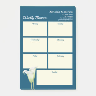 Notas Post-it® Ilustracion semanal de planner White Calla Lily