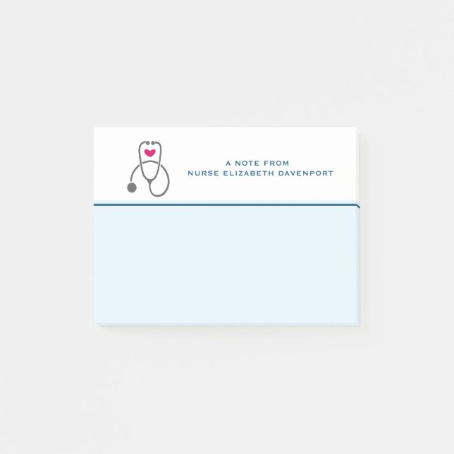Notas Post-it® Ilustracion Stethoscope de Enfermería Gris elegant (Anverso)