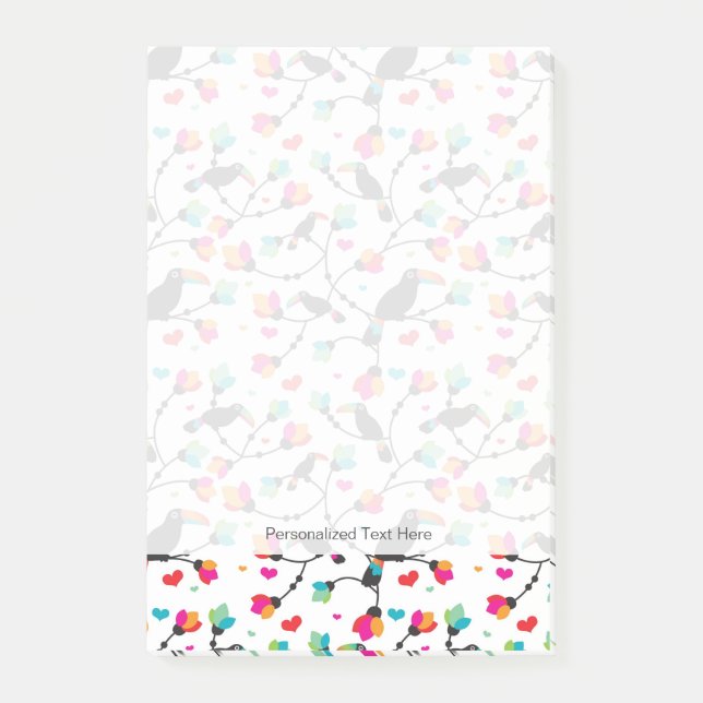 Notas Post-it® ilustracion tropical del pájaro toucan lindo (Anverso)