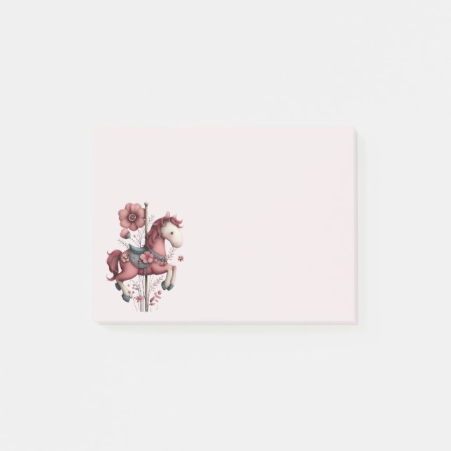 Notas Post-it® Imagen de caballo de carrusel caprichoso (Anverso)