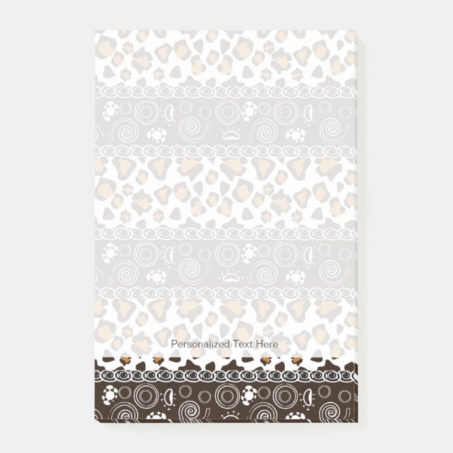 Notas Post-it® Impresión africana con motivos de piel de chita (Anverso)