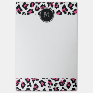 Notas Post-it® Impresión de animales de leopardo negro rosado co