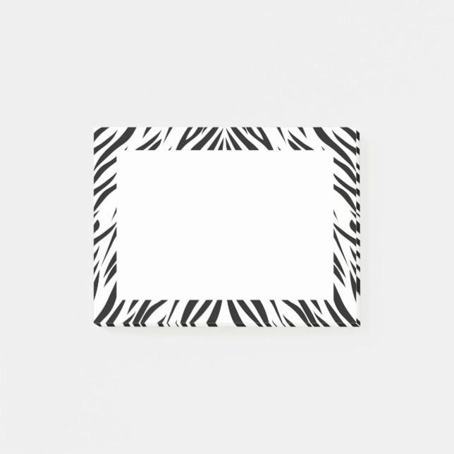 Notas Post-it® Impresión de cebra en blanco y negro (Anverso)