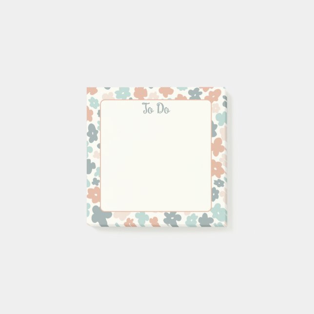 Notas Post-it® Impresión de flores de Boho retro pastel (Anverso)