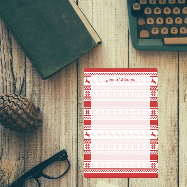 Notas Post-it® Impresión de renos nórdicos rojos y blancos person (Subido por el creador)
