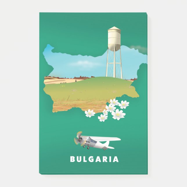 Notas Post-it® Impresión de viaje en mapa de Bulgaria (Anverso)