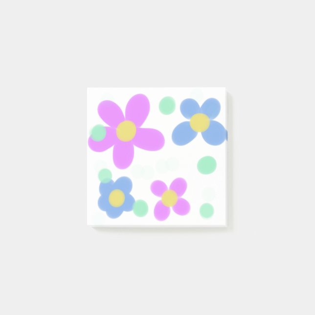 Notas Post-it® Impresión floral de puntos de mod (Anverso)
