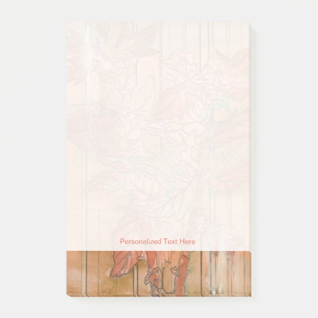 Notas Post-it® Impresión floral Naranja moderna sobre fondo desnu (Anverso)