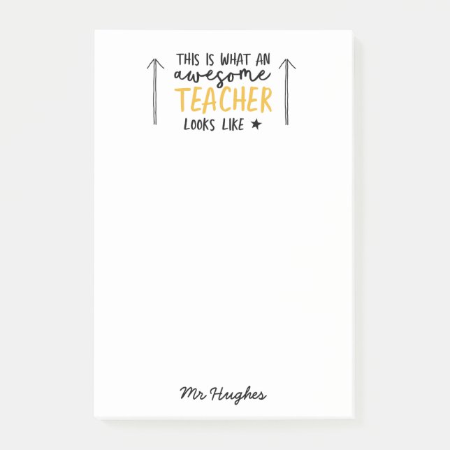 Notas Post-it® Impresionante profesor regalo amarillo de tipograf (Anverso)