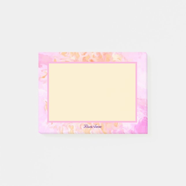 Notas Post-it® Impresionista Nombre personalizado rosa (Anverso)