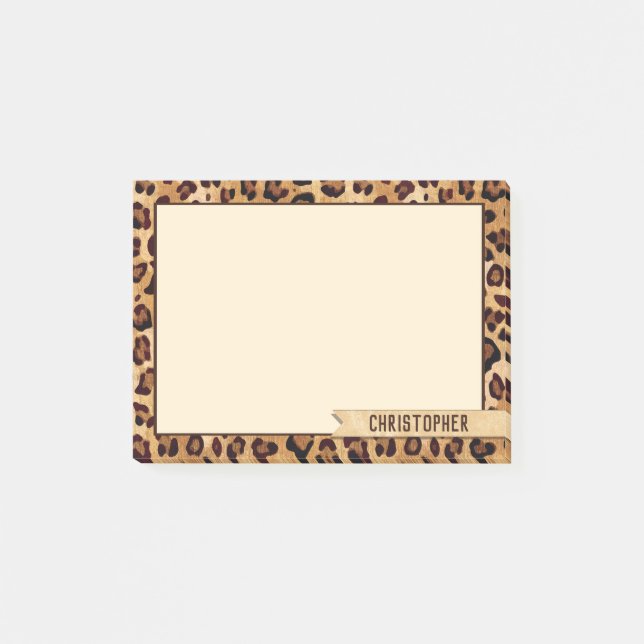 Notas Post-it® Imprimir leopardo Agregar borde de nombre (Anverso)