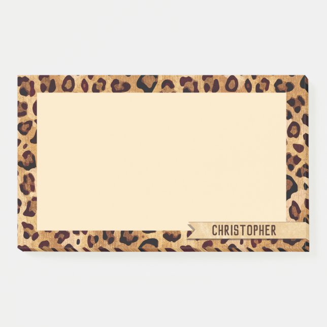 Notas Post-it® Imprimir leopardo Agregar tu nombre (Anverso)