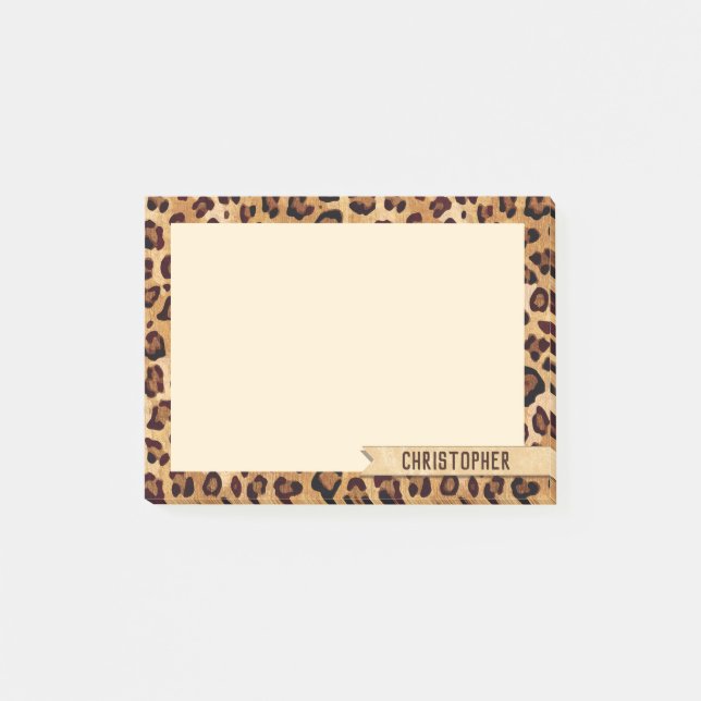 Notas Post-it® Imprimir leopardo Agregar tu nombre menor (Anverso)