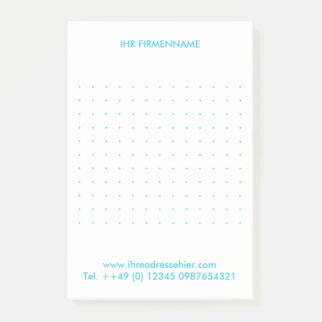 Notas Post-it® Incendio nombre Blue Grid Postits Moderna (Anverso)