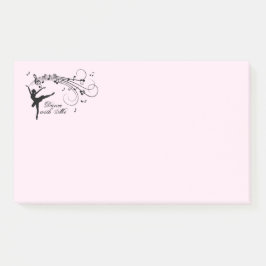 Notas Post-it® Increíble bailarina bailando con música rosa