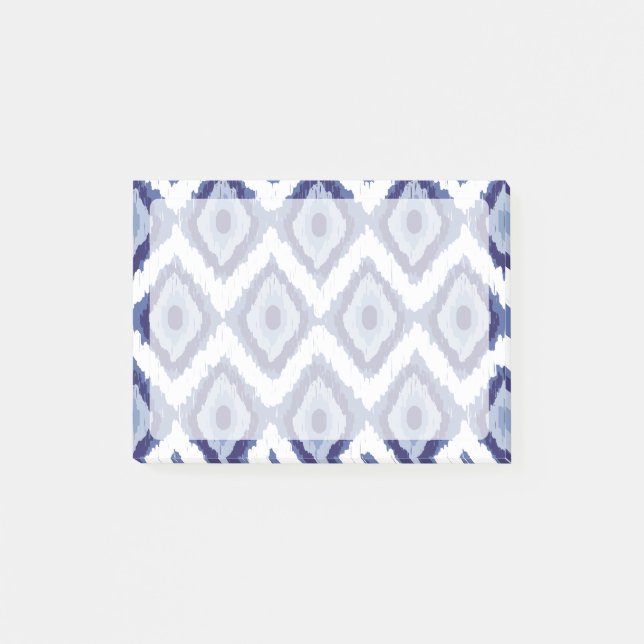 Notas Post-it® Indigo azul tribal Ikat Diamond White Chevron (Anverso)