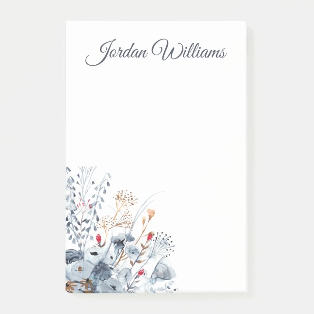 Notas Post-it® Índigo y ocre - Flores acuáticas (Anverso)