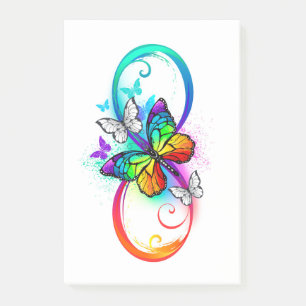 Notas Post-it® Infinidad brillante con la mariposa arcoiris