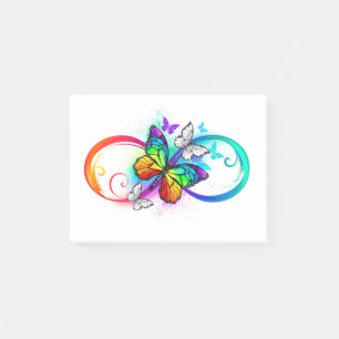 Notas Post-it® Infinidad brillante con la mariposa arcoiris