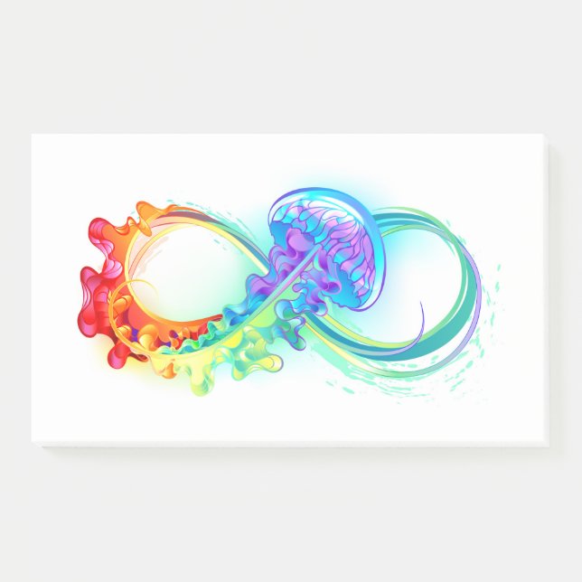 Notas Post-it® Infinidad con las medusas del arcoiris (Anverso)